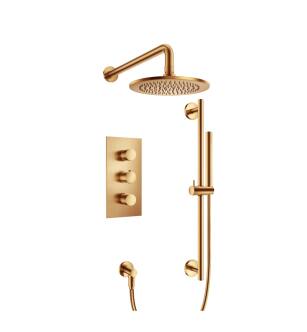 Flusso 100.7200BB Serie 100 Two Output Shower Set With Shower Head, Hand Held And Slide Bar in Brushed Bronze PVD