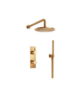 Flusso 100.7250BB Serie 100 Two Output Shower Set With Shower Head And Hand Held in Brushed Bronze PVD