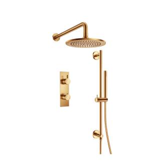 Flusso 100.7350BB Serie 100 Two Output Shower Set With Shower Head, Hand Held And Slide Bar in Brushed Bronze PVD