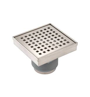 Flusso 11.SQD.0404BN 4" Decorative Floor Drain With 2" Outlet in Brushed Nickel PVD