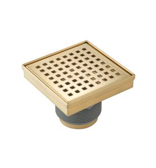 Isenberg 11.SQD.0404SB 4" Decorative Floor Drain With 2" Outlet in Satin Brass PVD