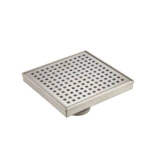 Flusso 11.SQD.0606BN 6" Decorative Floor Drain with 2" Outlet in Brushed Nickel PVD