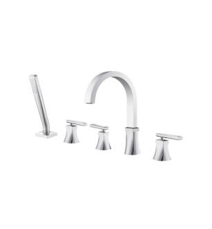 Flusso 230.2420CP Serie 230 Five Hole Deck Mounted Roman Tub Faucet With Hand Shower in Chrome