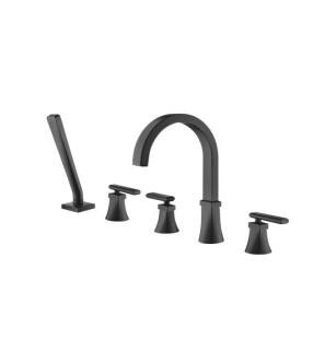 Flusso 230.2420MB Serie 230 Five Hole Deck Mounted Roman Tub Faucet With Hand Shower in Matte Black