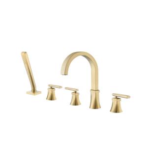 Isenberg 230.2420SB Serie 230 Five Hole Deck Mounted Roman Tub Faucet With Hand Shower in Satin Brass PVD