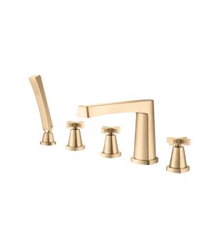 Flusso 240.2420BB Serie 240 Five Hole Deck Mounted Roman Tub Faucet With Hand Shower in Brushed Bronze PVD