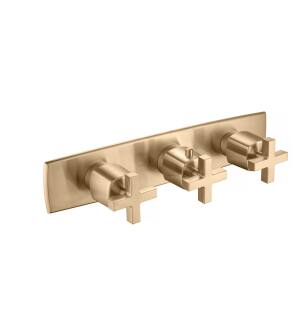 Flusso 240.2715BB Serie 240 3/4" Horizontal Thermostatic Valve With 2 Volume Controls And Trim in Brushed Bronze PVD