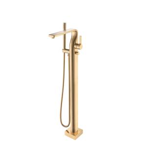 Flusso 260.1165BB Serie 260 Freestanding Floor Mount Tub Filler With Hand Shower in Brushed Bronze PVD