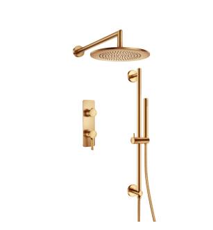 Flusso 260.7350BB Serie 260 Two Output Shower Set With Shower Head, Hand Held And Slide Bar in Brushed Bronze PVD