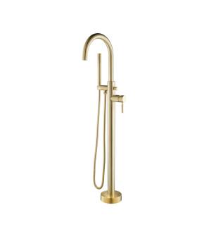 Flusso 100.1170SB Freestanding Floor Mount Bathtub Faucet / Tub Filler in Satin Brass PVD