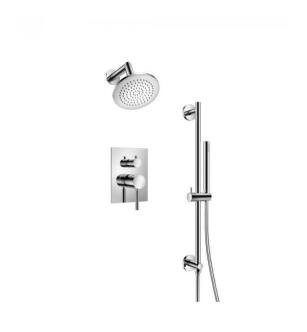 Flusso 100.3400CP Shower Kit - 6″ Shower Head & Hand Shower Kit With Slide Bar - Pressure Balance Valve & Trim in Chrome
