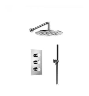 Flusso 100.7150CP Shower Kit - 10″ Shower Head & Hand Shower Kit - Thermostatic Valve & Trim in Chrome