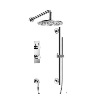 Flusso 100.7300CP Shower Kit - 8″ Shower Head & Hand Shower - Thermostatic Valve & Trim in Chrome