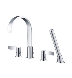 Flusso 145.2400CP 4 Hole Deck Mounted Roman Tub Faucet With Hand Shower in Chrome