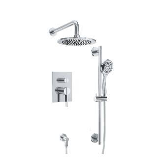Flusso 145.3350CP Shower Kit - 8″ Shower Head & Hand Shower With Slide Bar - Pressure Balance Valve & Trim in Chrome