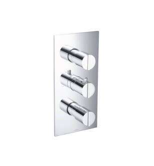 Flusso 145.4801CP 3/4″ Thermostatic Valve - 4 Output with Volume Control and Trim - Shared Port Operation in Chrome