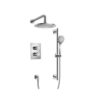 Flusso 145.7100CP Two Output Shower Set With Shower Head, Hand Held And Slide Bar in Chrome