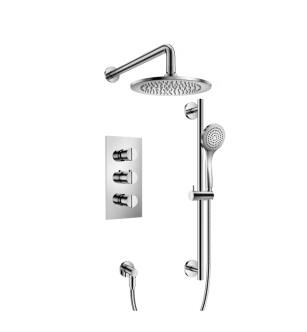 Flusso 145.7200CP Two Output Shower Set With Shower Head, Hand Held And Slide Bar in Chrome