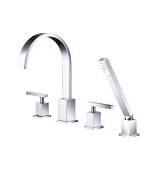 Flusso 150.2400CP 4 Hole Deck Mounted Roman Tub Faucet With Hand Shower in Chrome