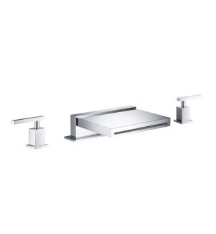 Flusso 150.2410CFCP 3 Hole Deck Mount Cascade / Sheet Flow Roman Tub Faucet in Chrome