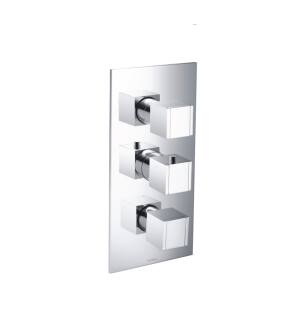 Flusso 150.4801CP 3/4- Thermostatic Valve - 4 Outputs with Volume Control and Trim - Shared Port Operation in Chrome