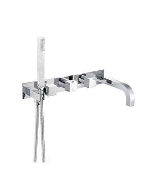 Flusso 160.2691CP Wall Mount Tub Filler With Hand Shower in Chrome