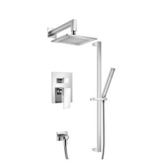 Flusso 160.3350CP Two Output Shower Set With Shower Head, Hand Held And Slide Bar in Chrome