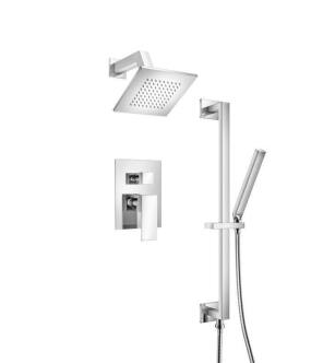 Flusso 160.3400CP Two Output Shower Set With Shower Head, Hand Held And Slide Bar in Chrome