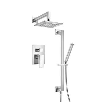 Flusso 160.3450CP Two Output Shower Set With Shower Head, Hand Held And Slide Bar in Chrome