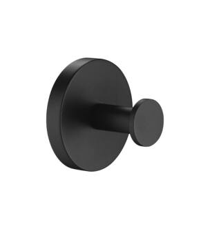 Flusso 100.1001MB Bathroom Towel / Robe Hook - Round in Matte Black