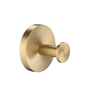 Flusso 100.1001SB Bathroom Towel / Robe Hook - Round in Satin Brass PVD