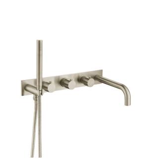 Flusso 100.2691BN Wall Mount Tub Filler With Hand Shower in Brushed Nickel PVD