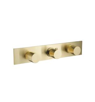 Flusso 100.2715TSB Horizontal Thermostatic Trim with 2 Volume Controls in Satin Brass PVD