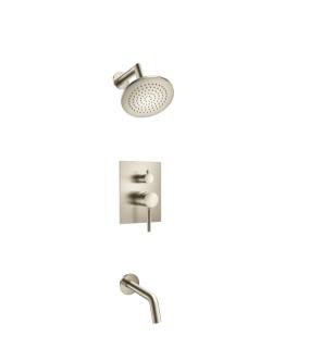Flusso 100.3200BN Shower Kit - 6″ Shower Head & Tub Spout- Pressure Balance Valve & Trim in Brushed Nickel PVD