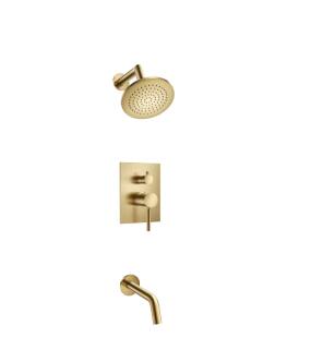 Flusso 100.3200SB Shower Kit - 6″ Shower Head & Tub Spout- Pressure Balance Valve & Trim in Satin Brass PVD