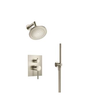 Flusso 100.3250BN Shower Kit - 6″ Shower Head & Hand Held- Pressure Balance Valve & Trim in Brushed Nickel PVD