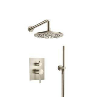Flusso 100.3300BN Shower Kit - 8″ Shower Head & Hand Held- Pressure Balance Valve & Trim in Brushed Nickel PVD