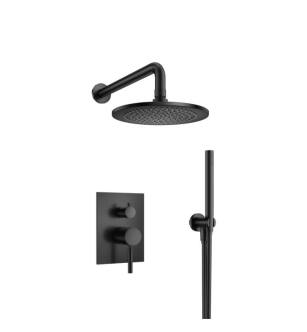 Flusso 100.3300MB Shower Kit - 8″ Shower Head & Hand Held- Pressure Balance Valve & Trim in Matte Black