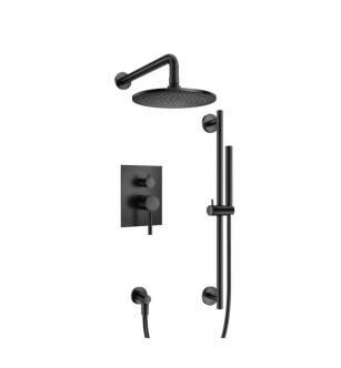 Flusso 100.3350MB Shower Kit - 8″ Shower Head & Hand Shower Kit With Slide Bar - Pressure Balance Valve & Trim in Matte Black