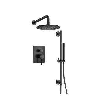 Flusso 100.3450MB Shower Kit - 8″ Shower Head & Hand Shower Kit With Slide Bar - Pressure Balance Valve & Trim in Matte Black