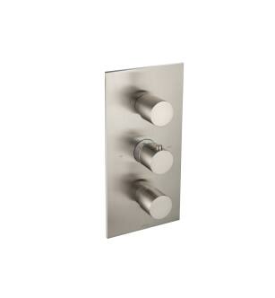 Flusso 100.4501BN 3/4″ Thermostatic Valve - 3 Output with Volume Control and Trim - Shared Port Operation in Brushed Nickel PVD