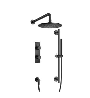 Flusso 100.7300MB Shower Kit - 8″ Shower Head & Hand Shower - Thermostatic Valve & Trim in Matte Black