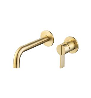 Flusso 145.1800SB Single Handle Wall Mounted Bathroom Faucet in Satin Brass PVD