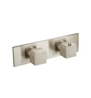 Flusso 160.2717BN Trim For Horizontal Thermostatic Valve with 2 Volume Controls in Brushed Nickel PVD