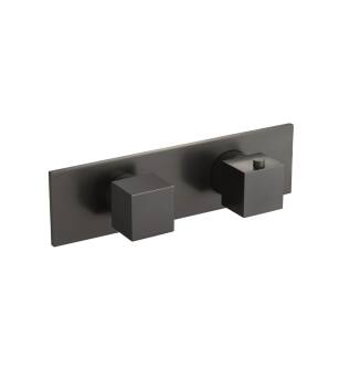 Flusso 160.2717MB Trim For Horizontal Thermostatic Valve with 2 Volume Controls in Matte Black