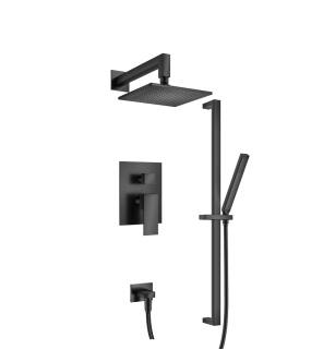 Flusso 160.3350MB Two Output Shower Set With Shower Head, Hand Held And Slide Bar in Matte Black