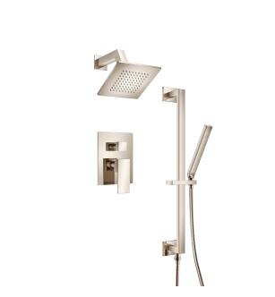 Flusso 160.3400PN Two Output Shower Set With Shower Head, Hand Held And Slide Bar in Polished Nickel PVD