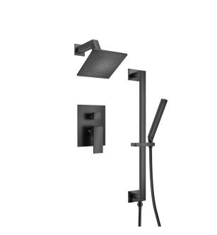 Flusso 160.3400MB Two Output Shower Set With Shower Head, Hand Held And Slide Bar in Matte Black