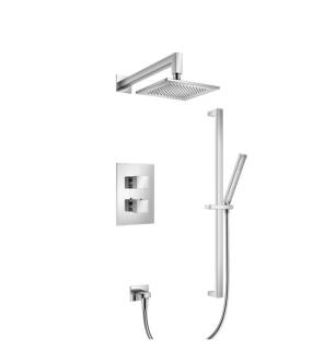 Flusso 160.7100CP Two Output Shower Set With Shower Head, Hand Held And Slide Bar in Chrome