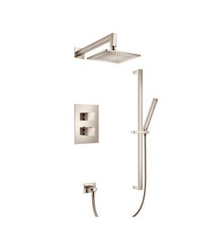 Flusso 160.7100PN Two Output Shower Set With Shower Head, Hand Held And Slide Bar in Polished Nickel PVD